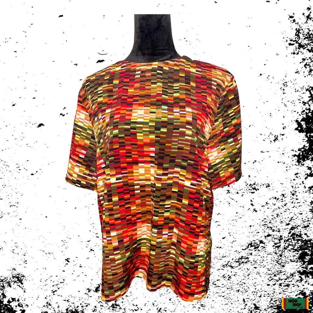 Oversized vintage Kathy Che Pixelated Blouse Multicolor Y2K